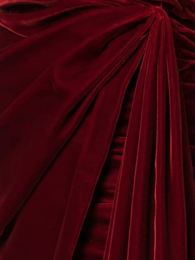 Shop Oscar De La Renta Fringed Hanging Drape Detail Dress In Red