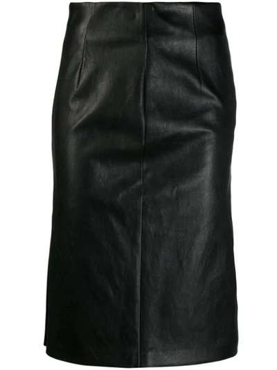Shop Prada Fitted Midi Skirt In Black