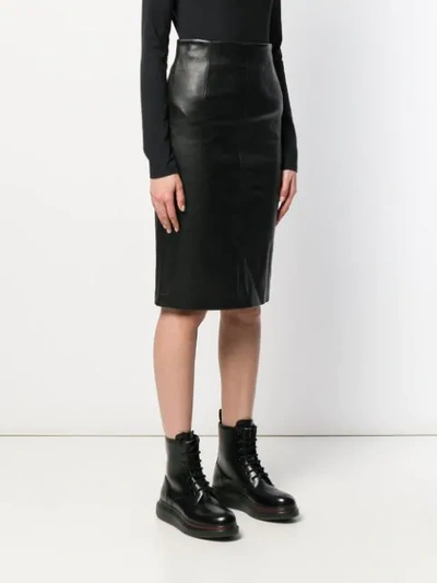 Shop Prada Fitted Midi Skirt In Black