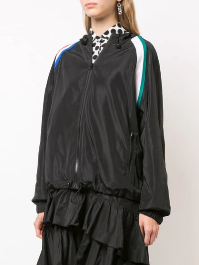 Shop Cynthia Rowley Strip Hooded Jacket - Black