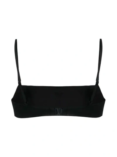 Shop Ganni Ribbed Bandeau Bikini Top In Black