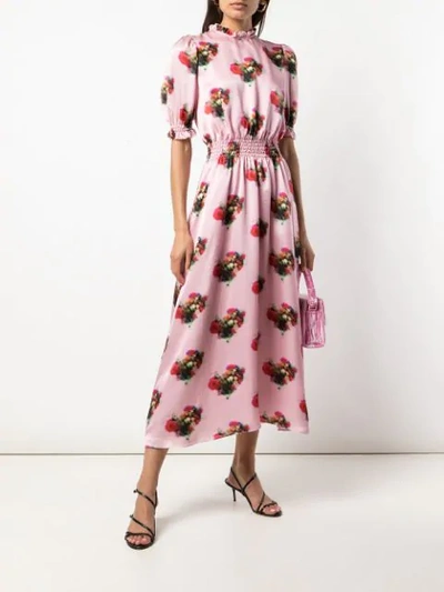 Shop Adam Lippes Printed Hammered Silk Dress In Pink