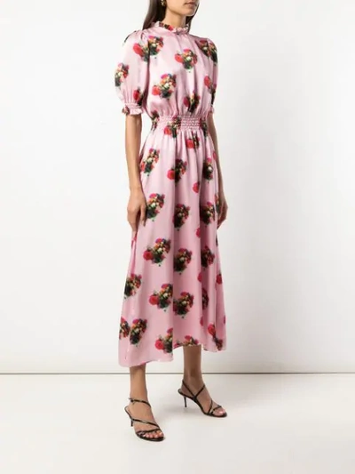 Shop Adam Lippes Printed Hammered Silk Dress In Pink