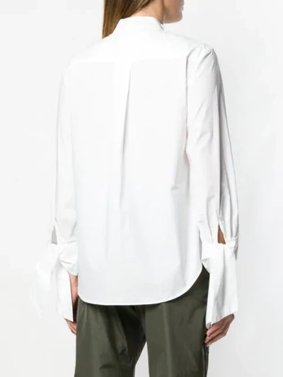 Shop Odeeh Formal Mandarin Collar Shirt In 010 White