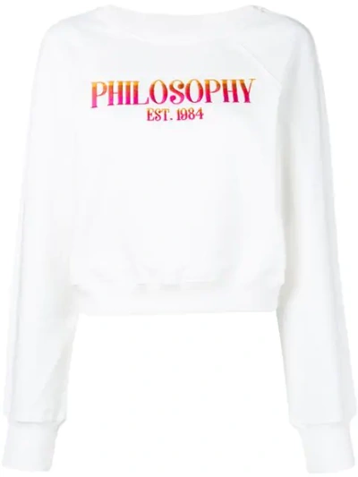 Shop Philosophy Di Lorenzo Serafini Embroidered Logo Sweatshirt In White