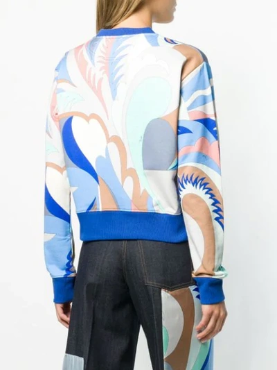 Shop Emilio Pucci Acapulco Print Logo Sweatshirt In Blue