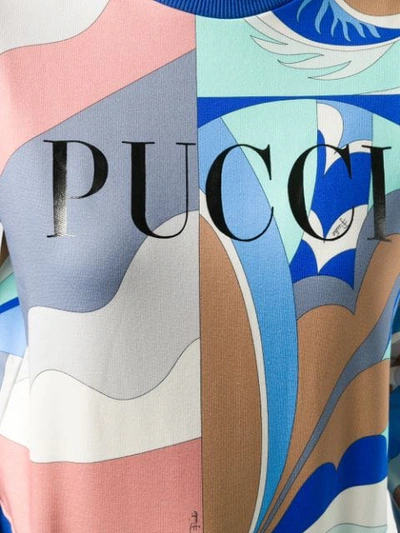 Shop Emilio Pucci Acapulco Print Logo Sweatshirt In Blue