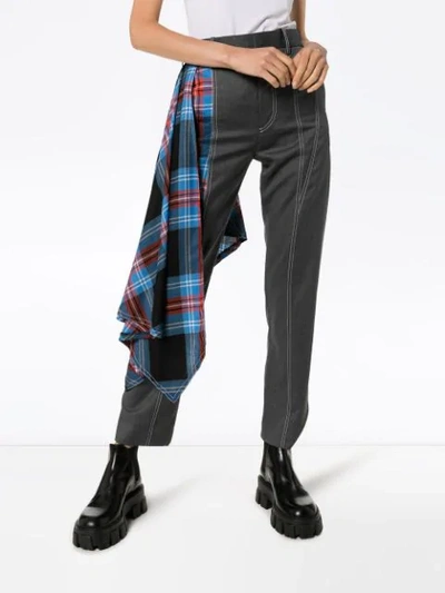 Shop Charles Jeffrey Loverboy Draped Tartan Tailored Trousers In Multicolour