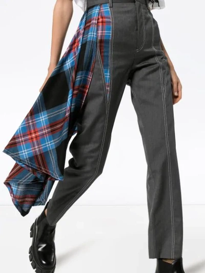 Shop Charles Jeffrey Loverboy Draped Tartan Tailored Trousers In Multicolour