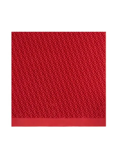 Shop Fendi Ff Logo Beach Towel In Red