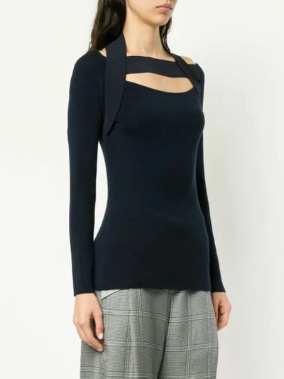 Shop Dion Lee Inter-layer Fine Knit Sweater In Blue