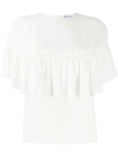 Shop Red Valentino Deep Frill Top In White