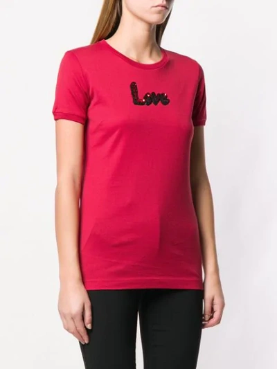 Shop Dolce & Gabbana Embellished Love T-shirt - Red
