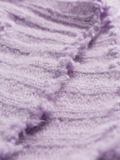 Shop Acne Studios Frayed Cable Knit Sweater In Purple