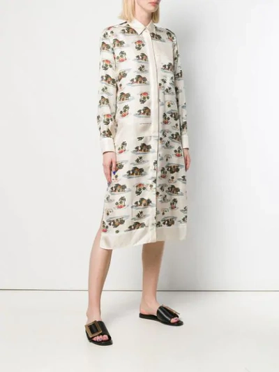Shop Bottega Veneta Tropical Print Midi Dress In Neutrals
