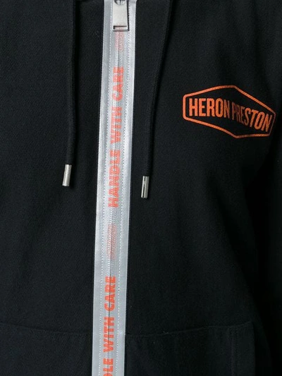 Shop Heron Preston Logo Zipped Hoodie In Black