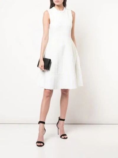 Shop Lela Rose Fitted Sleeveless Dress In White