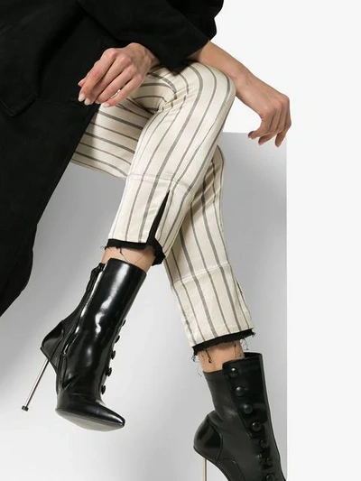 Shop Ann Demeulemeester Striped Cropped Trousers In Neutrals