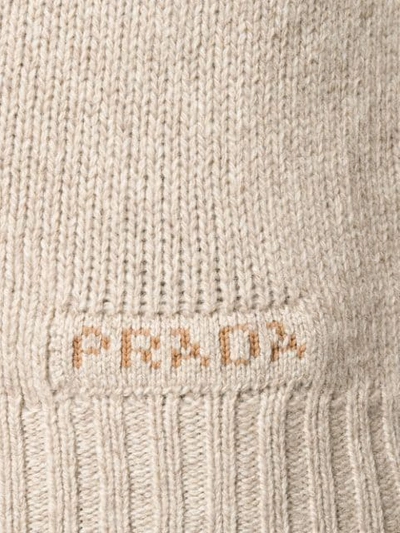 Shop Prada Rib-knit Trimmed Cardigan In Neutrals