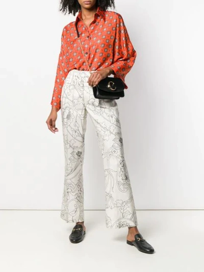 Shop Etro Floral Print Flared Trousers In Neutrals