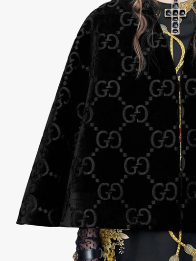 Shop Gucci Gg Logo Velvet Cape - Black