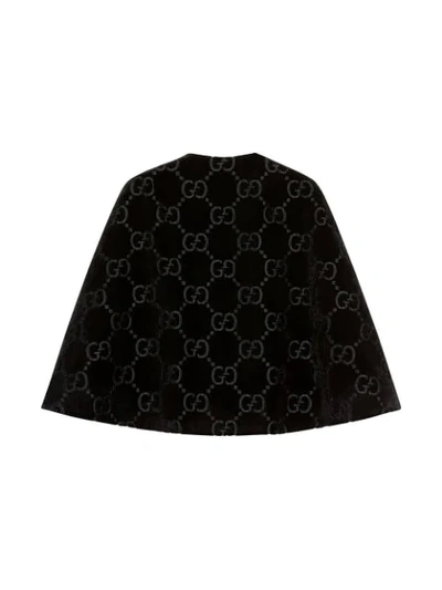 Shop Gucci Gg Logo Velvet Cape - Black