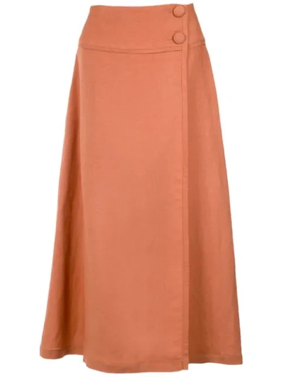 Shop Adriana Degreas Midi Skirt In Orange