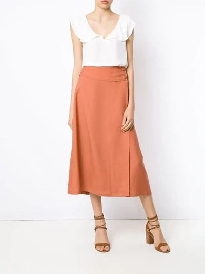 Shop Adriana Degreas Midi Skirt In Orange