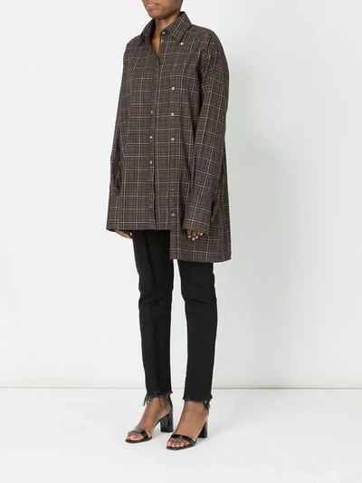Shop Rokh Checked Oversized Shirt In Green