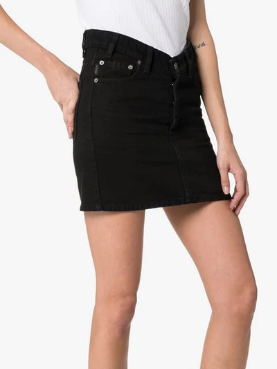 Shop Balenciaga V-waist Denim Mini Skirt In Black