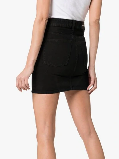 Shop Balenciaga V-waist Denim Mini Skirt In Black