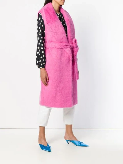 Shop Rochas Faux Fur Sleeveless Coat In Pink