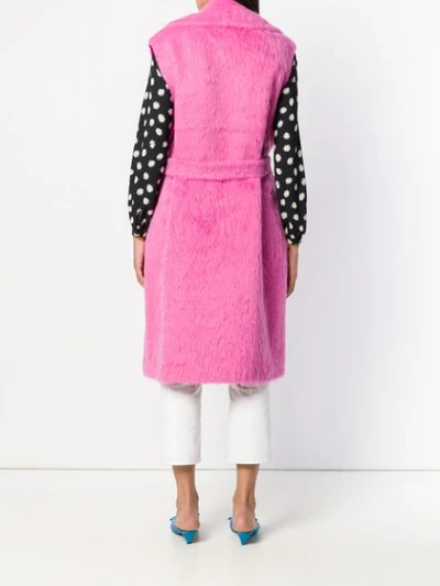 Shop Rochas Faux Fur Sleeveless Coat In Pink