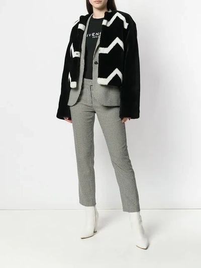 contrast fitted shearling jacket