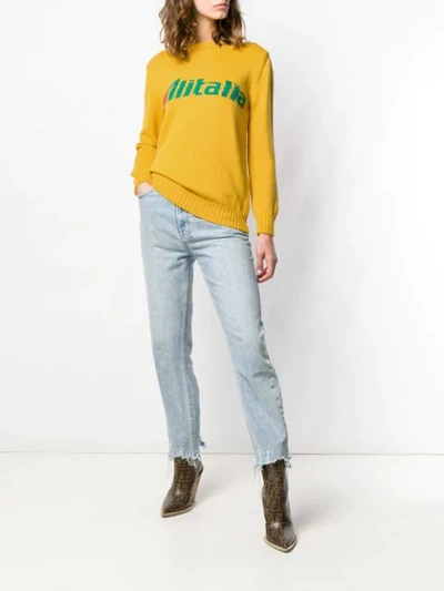 Shop Alberta Ferretti Alitalia Knit Sweater In Yellow