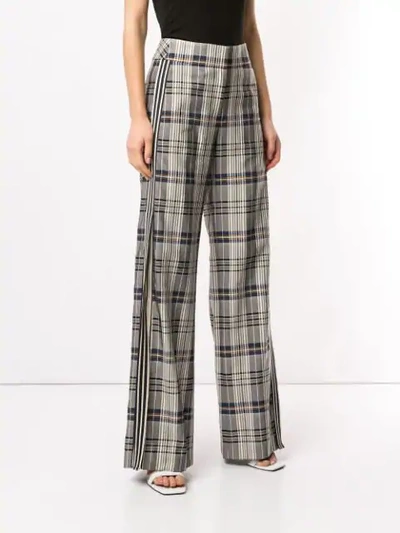 Shop Monse Racing Stripe Vintage Plaid Trousers In Grey