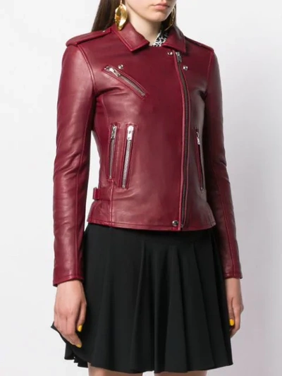 Shop Iro Slim-fit Biker Jacket In Red