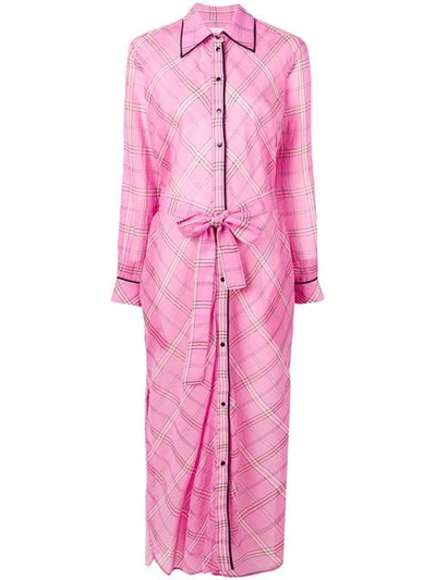 Shop Victoria Victoria Beckham Long Checked Shirt Dress In Pink