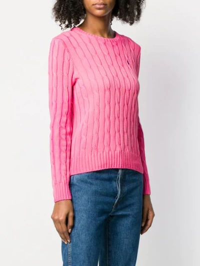 Shop Polo Ralph Lauren Cable Knit Jumper - Pink