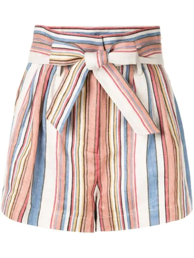 Shop Frame Striped Tie-waist Shorts In Multicolour