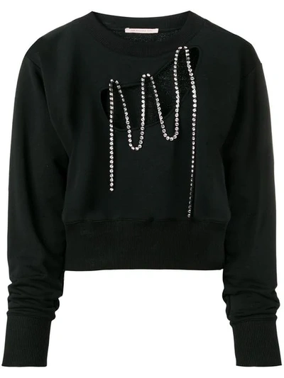 Shop Christopher Kane Sweatshirt Mit Zierkette In 1000 Black