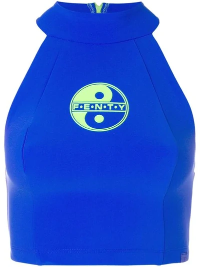 Shop Fenty X Puma Yin Yang Cropped Halterneck Top In Blue