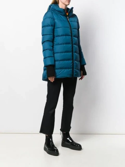 Shop Herno Hooded Padded Coat In Blue
