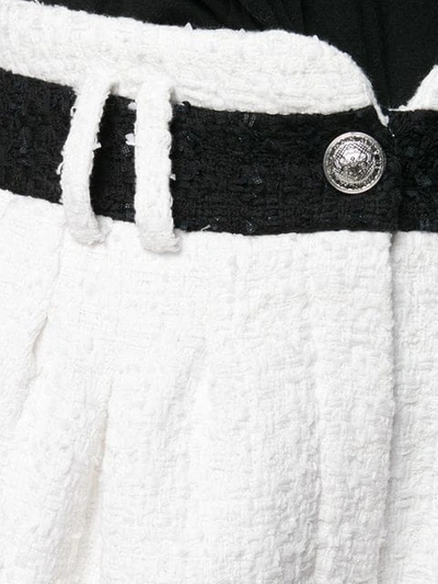 Shop Balmain Tweed Shorts In White