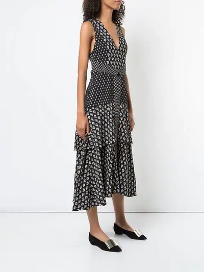 Shop Proenza Schouler Block Print Sleeveless V-neck Dress In Black ,white