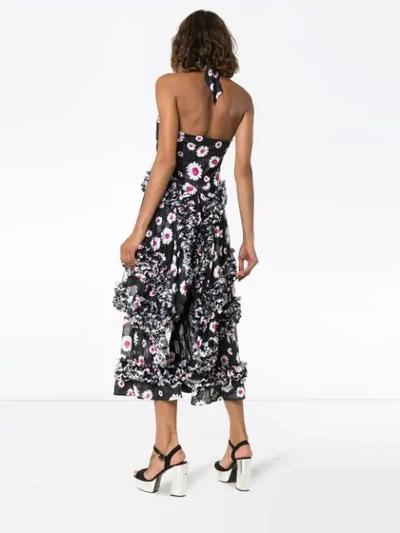 Shop Molly Goddard Floral Frilled Midi Dress - Black