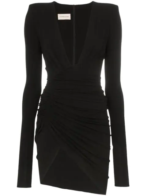 Alexandre Vauthier V-neck long-sleeve dress - Black
