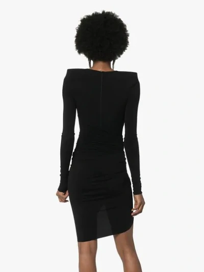 Shop Alexandre Vauthier Deep V-neck Ruched Mini-dress In Black