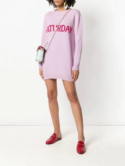 Shop Alberta Ferretti 'saturday' Strickkleid In Pink