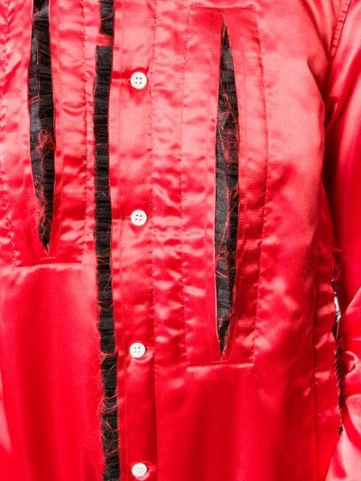 Shop Comme Des Garçons Ruffled Trim Shirt In Red